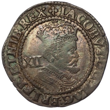 James I Silver Shilling - Plume over shield